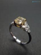 Cushion Yellow Diamond Unique Engagement Ring with Marquise Cut Diamond - DisneyValley 