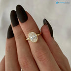 2 Carat Oval Lab Grown Diamond Solitaire Ring Bezel Set Diamond Engagement Ring - DisneyValley 