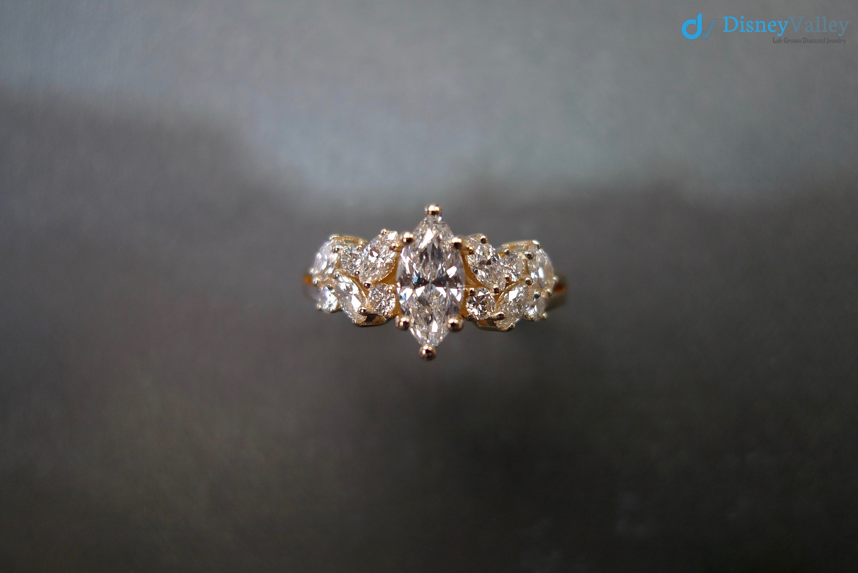Unique Engagement ring with Marquise Cut Diamond minimalist ring - DisneyValley 