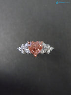 Pink Diamond Lab Grown Diamond Heart Shape Engagement Ring Jewelry Gifts Stackable Ring - DisneyValley 