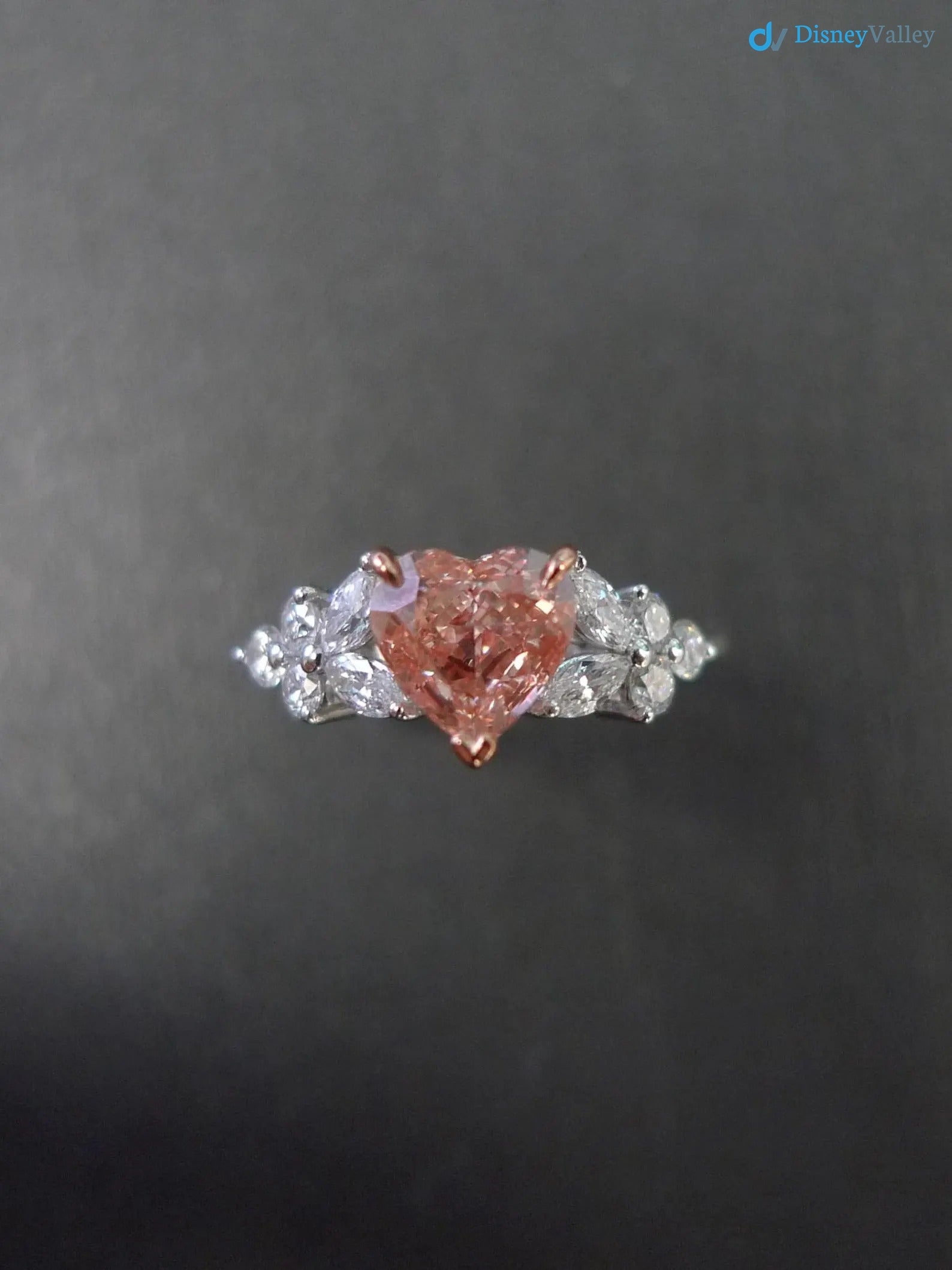 Pink Diamond Lab Grown Diamond Heart Shape Engagement Ring Jewelry Gifts Stackable Ring - DisneyValley 