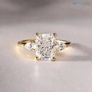 IGI Certified 2CT Elongated Cushion Cut Lab Grown E VVS Diamond engagement Ring - DisneyValley 