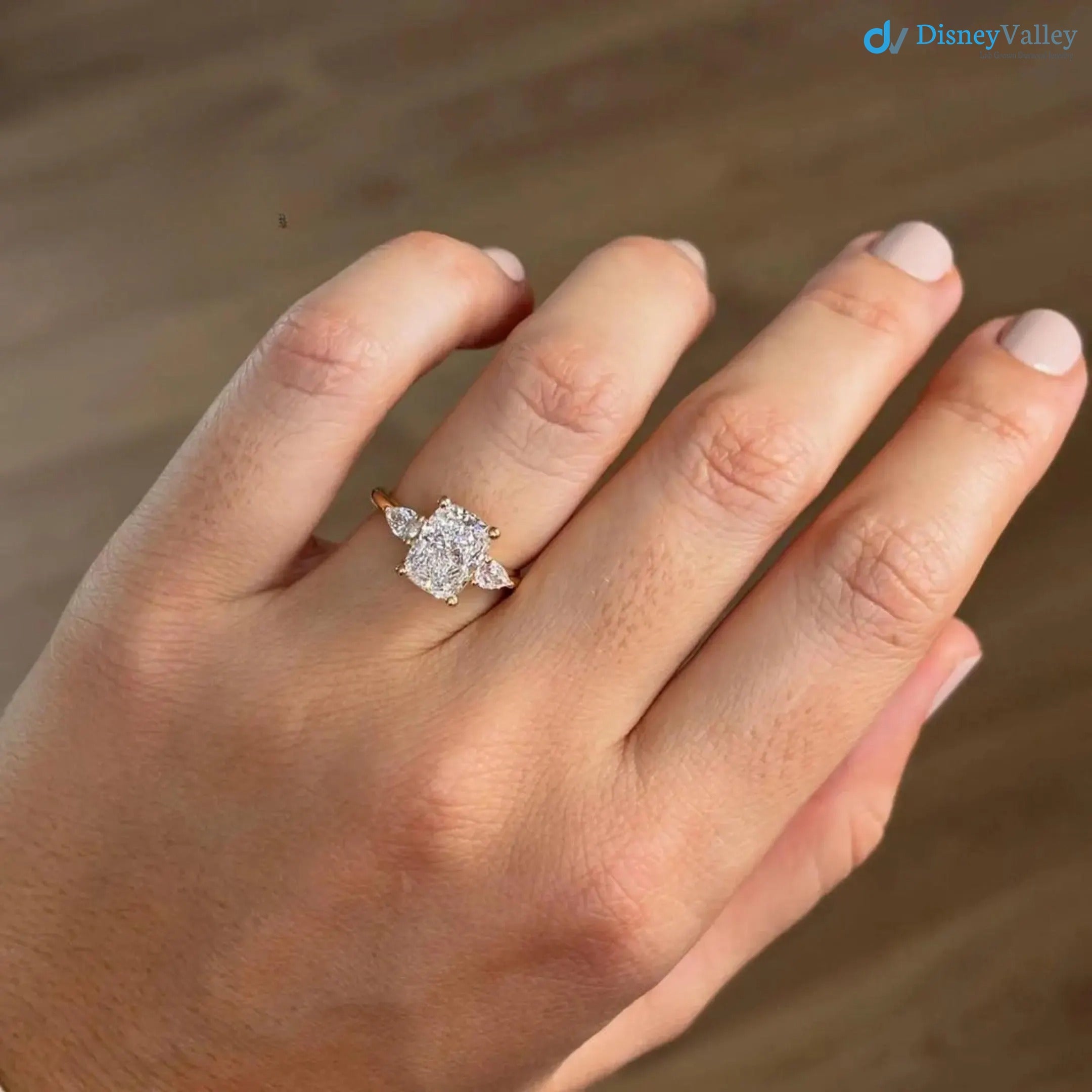 IGI Certified 2CT Elongated Cushion Cut Lab Grown E VVS Diamond engagement Ring - DisneyValley 