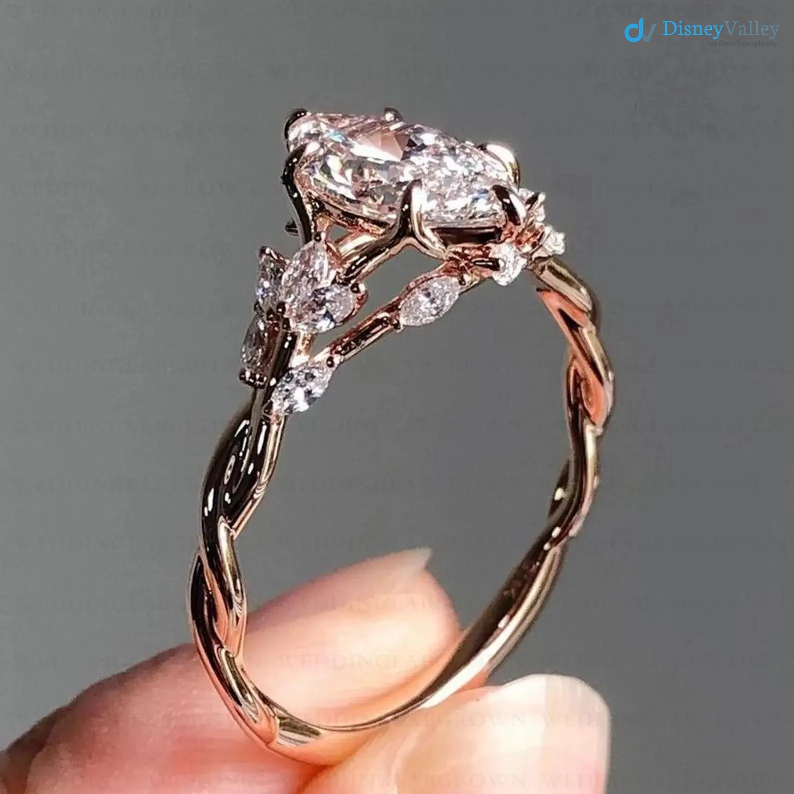 2 Ct Floral Marquise Cut Lab Grown Diamond Wedding Gift Ring Floral Vintage Design Secondary image