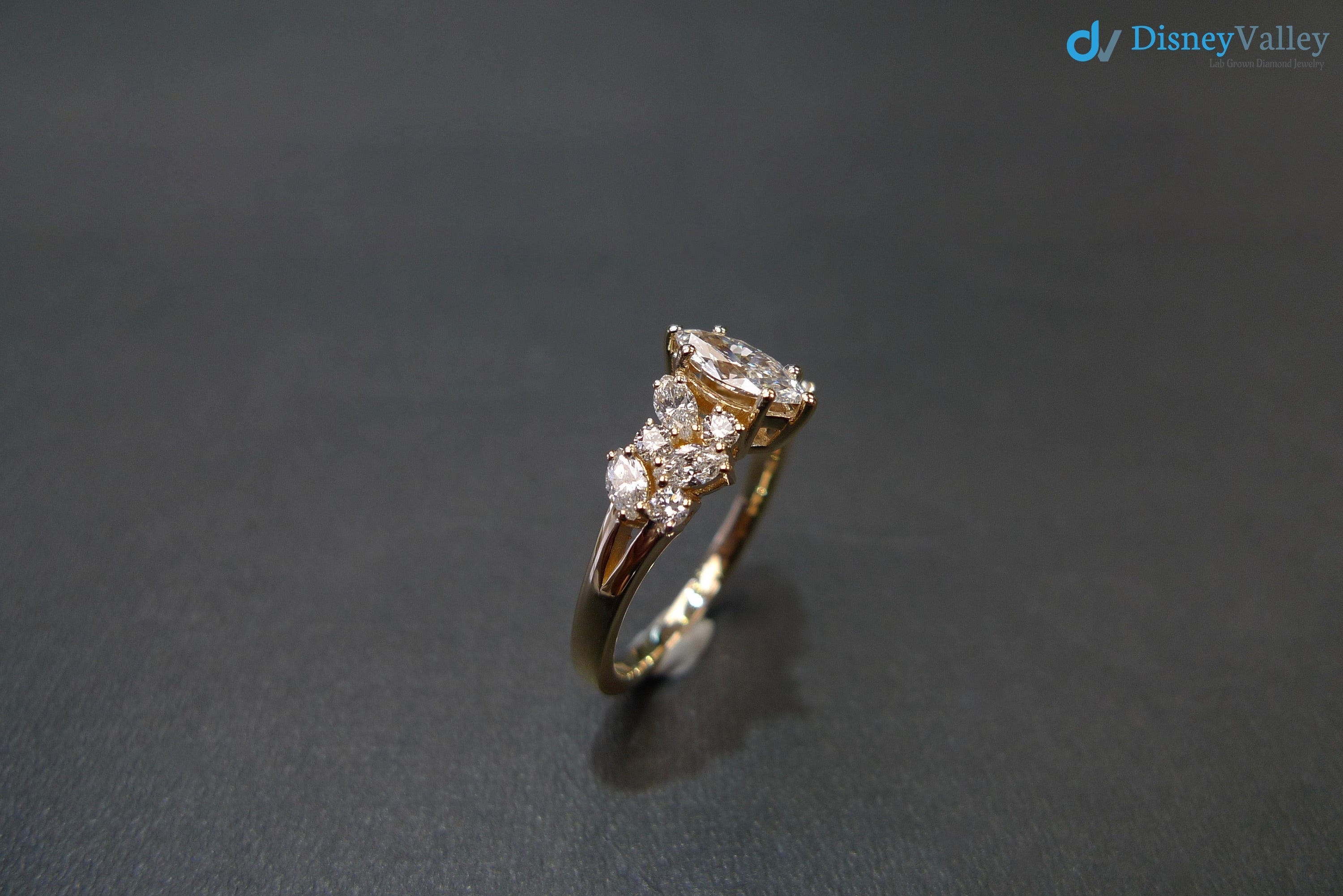 Unique Engagement ring with Marquise Cut Diamond minimalist ring - DisneyValley 