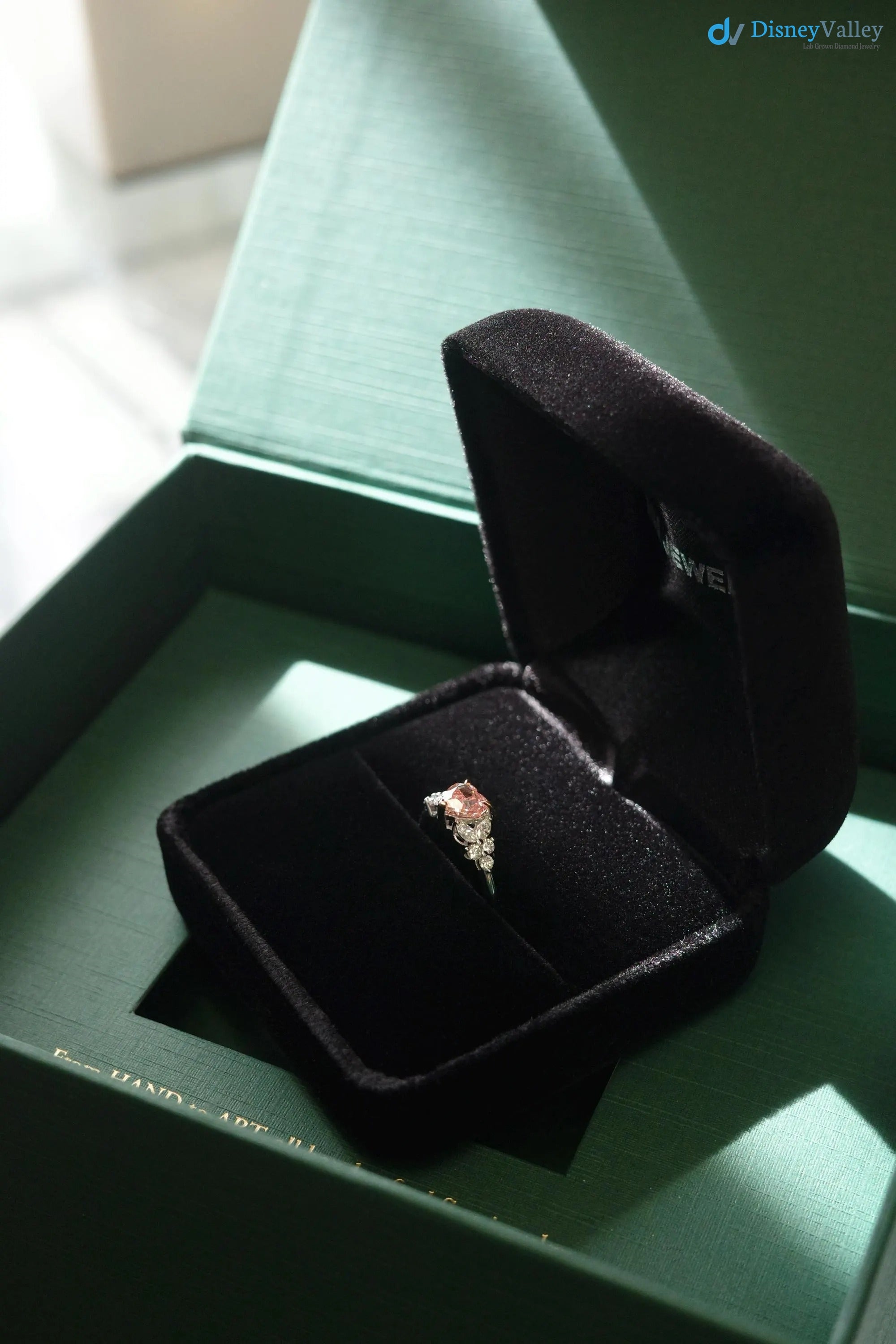 Pink Diamond Lab Grown Diamond Heart Shape Engagement Ring Jewelry Gifts Stackable Ring - DisneyValley 