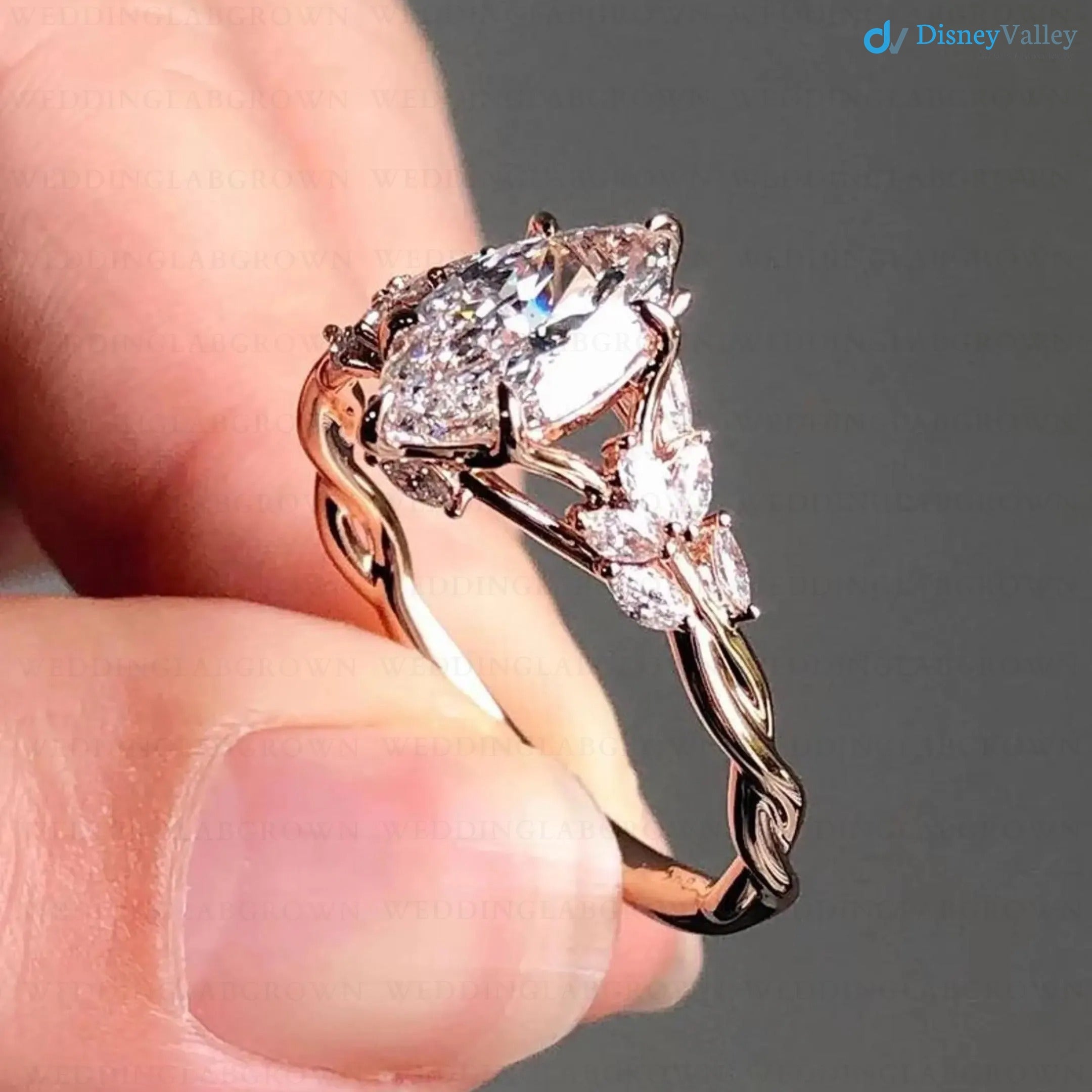 2 Ct Floral Marquise Cut Lab Grown Diamond Wedding Gift Ring Floral Vintage Design - DisneyValley 