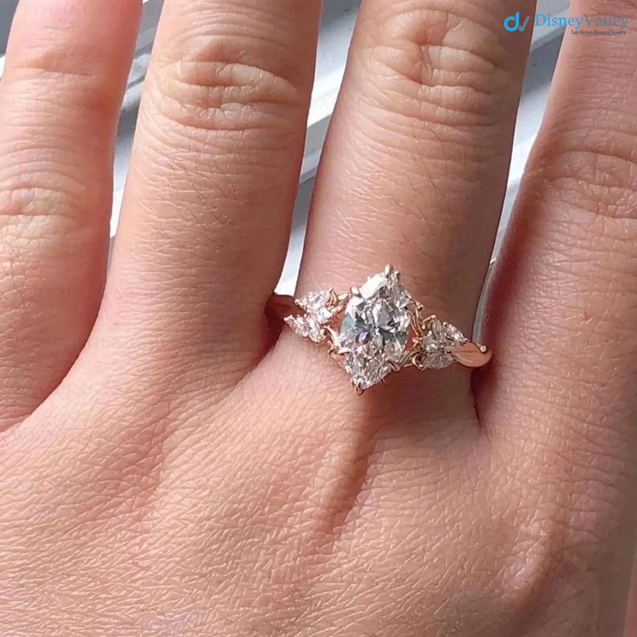 2 Ct Floral Marquise Cut Lab Grown Diamond Wedding Gift Ring Floral Vintage Design - DisneyValley  Main image