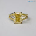 Bespoke Radiant Yellow Diamond French Fishtail & Hidden Halo Engagement Ring - DisneyValley 