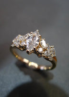 Unique Engagement ring with Marquise Cut Diamond minimalist ring - DisneyValley 