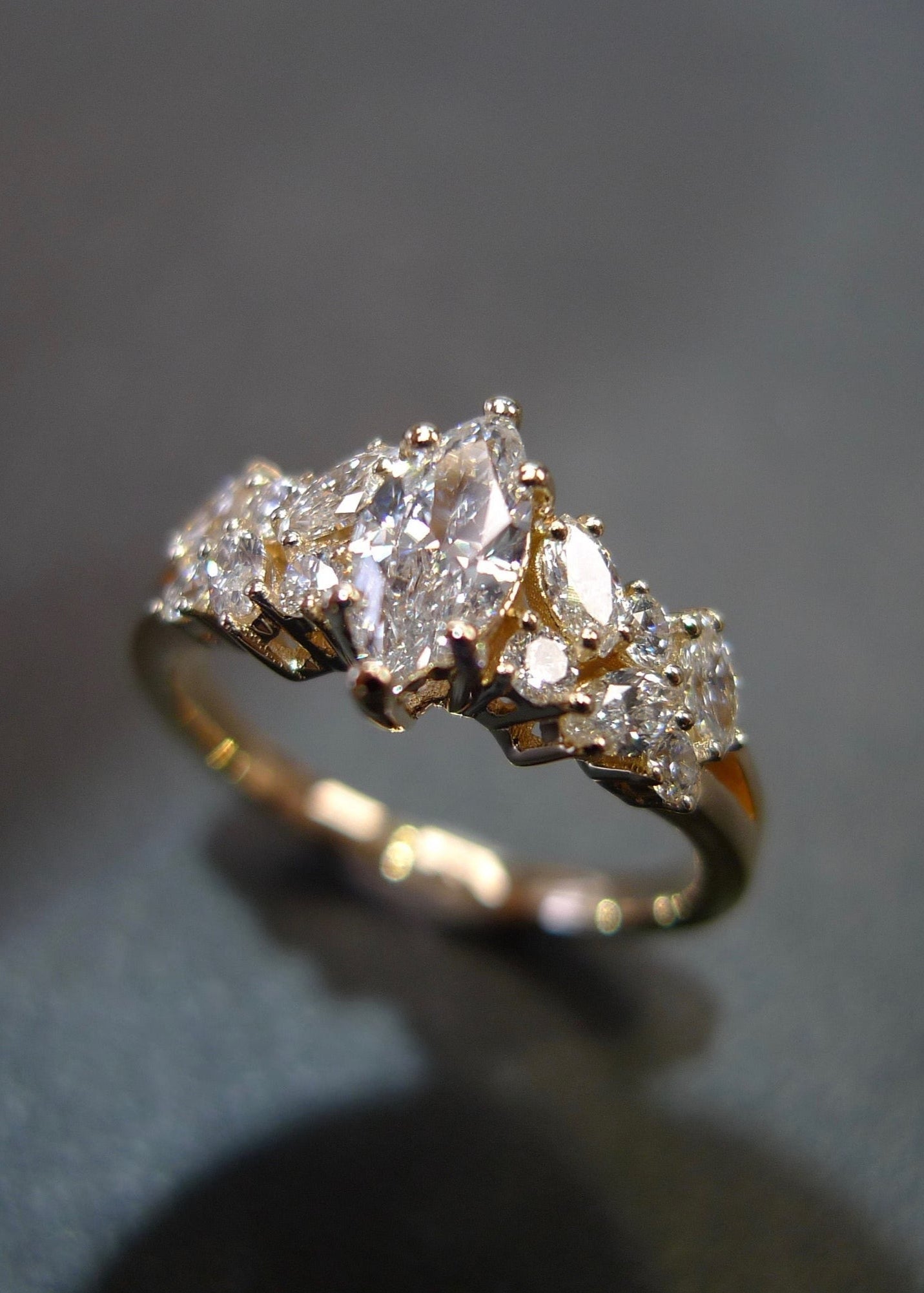 Unique Engagement ring with Marquise Cut Diamond minimalist ring - DisneyValley 