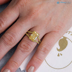 Bespoke Radiant Yellow Diamond French Fishtail & Hidden Halo Engagement Ring - DisneyValley 