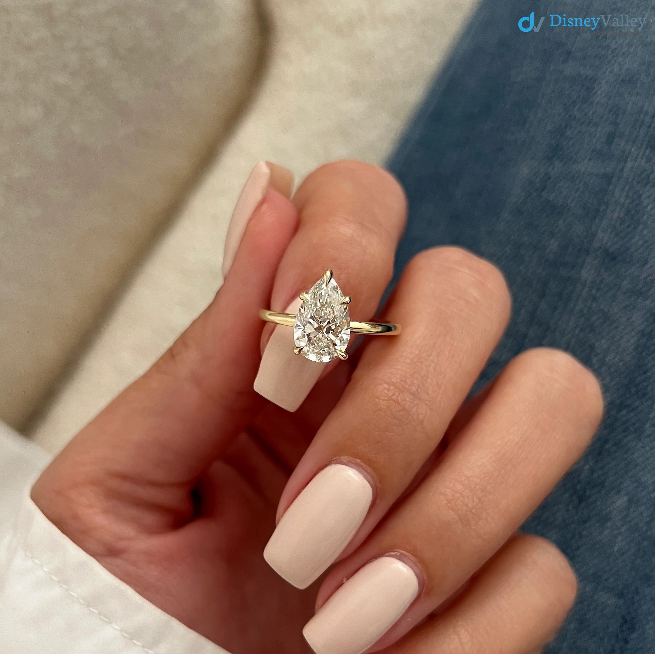 2 Carat Pear Cut Lab Grown Diamond Ring / Pear Shaped Engagement Ring - DisneyValley 