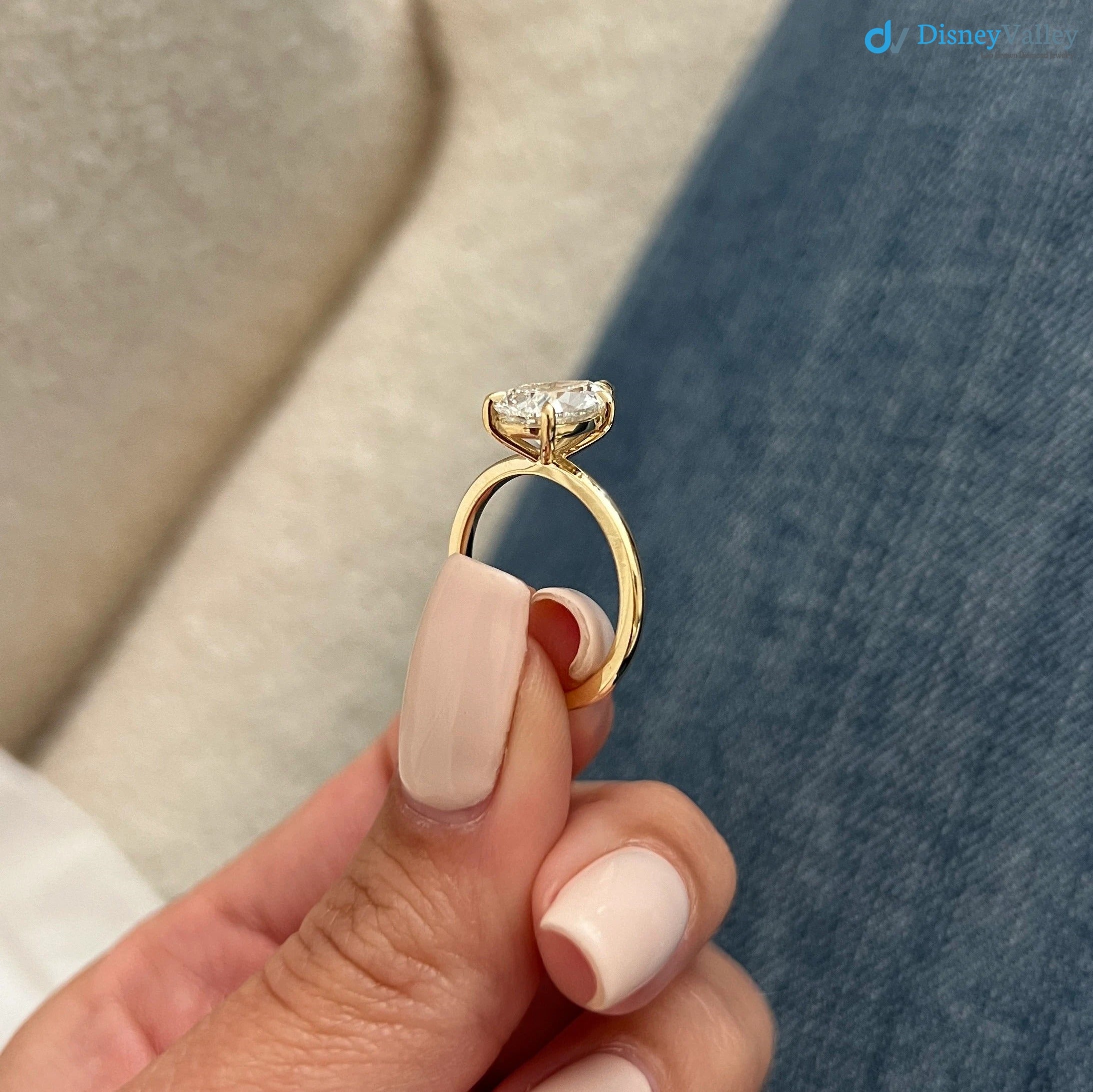 2 Carat Pear Cut Lab Grown Diamond Ring / Pear Shaped Engagement Ring - DisneyValley 