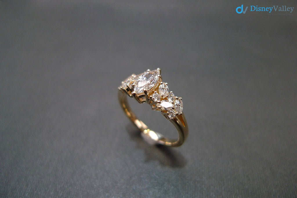 Unique Engagement ring with Marquise Cut Diamond minimalist ring - DisneyValley 