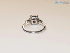 2.50 Carat Cushion Fancy Vivid Pink Lab Diamond 3 Stone Engagement Ring - DisneyValley 