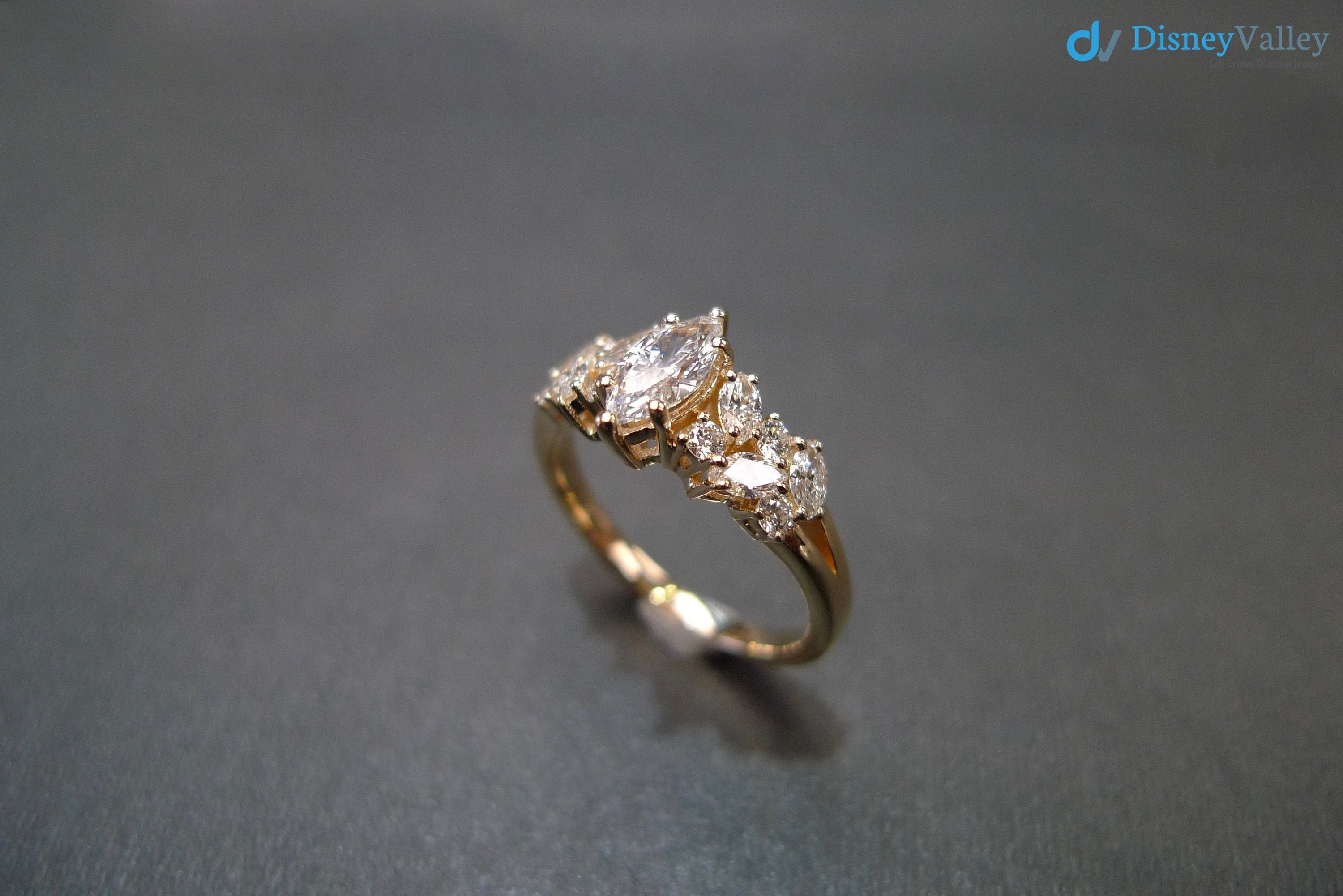 Unique Engagement ring with Marquise Cut Diamond minimalist ring - DisneyValley 