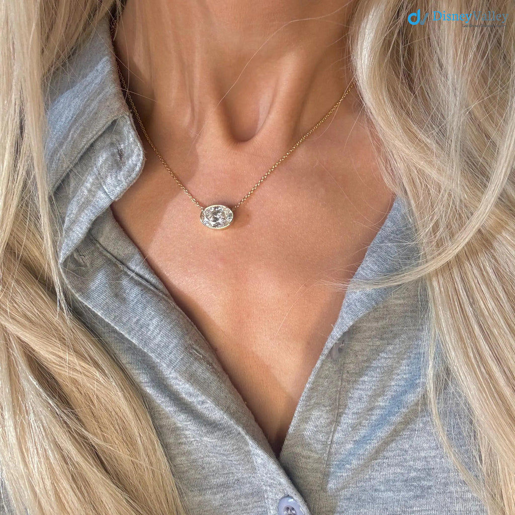 3.00 Ct Lab Grown Bezel Solitaire Necklace - DisneyValley 