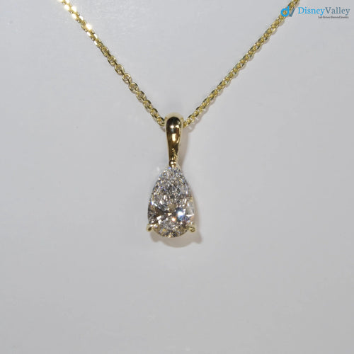1 Carat Lab Grown Diamond Necklace For Ladies , Pear Shape Solitaire Pendant - DisneyValley 