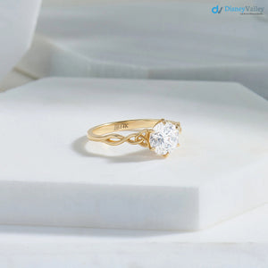 Celtic Knot Engagement Ring, Solid Gold Round Solitaire Ring, Twisted Irish Ring - DisneyValley 