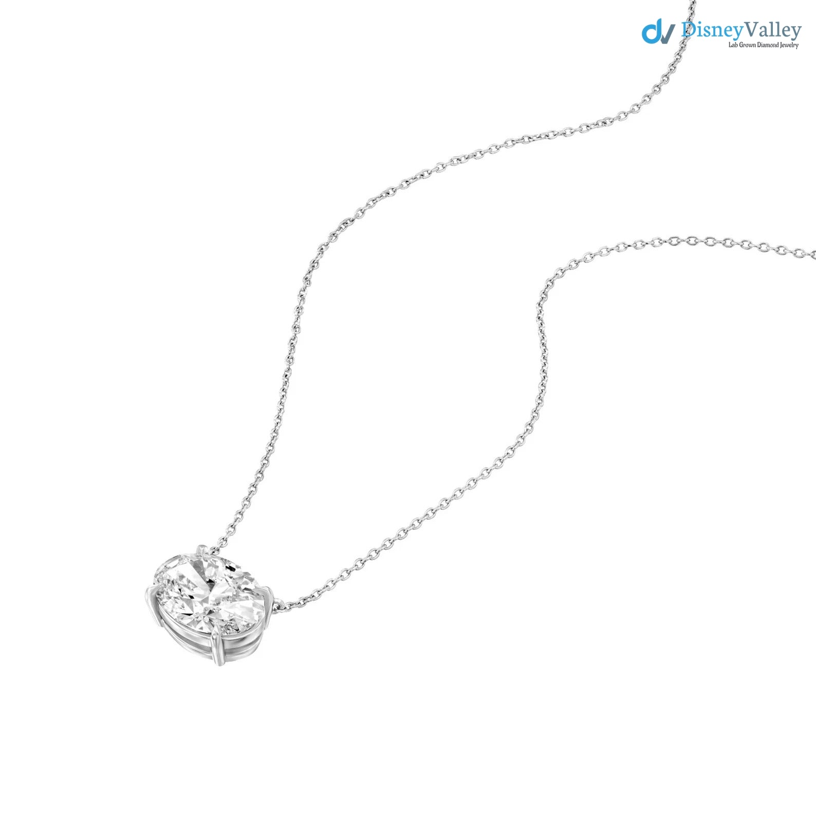 3 Ct Oval Cut IGI Certified E Color VVS2 Clarity Excellent Cut Lab Grown Diamond Solitaire Pendant - DisneyValley 