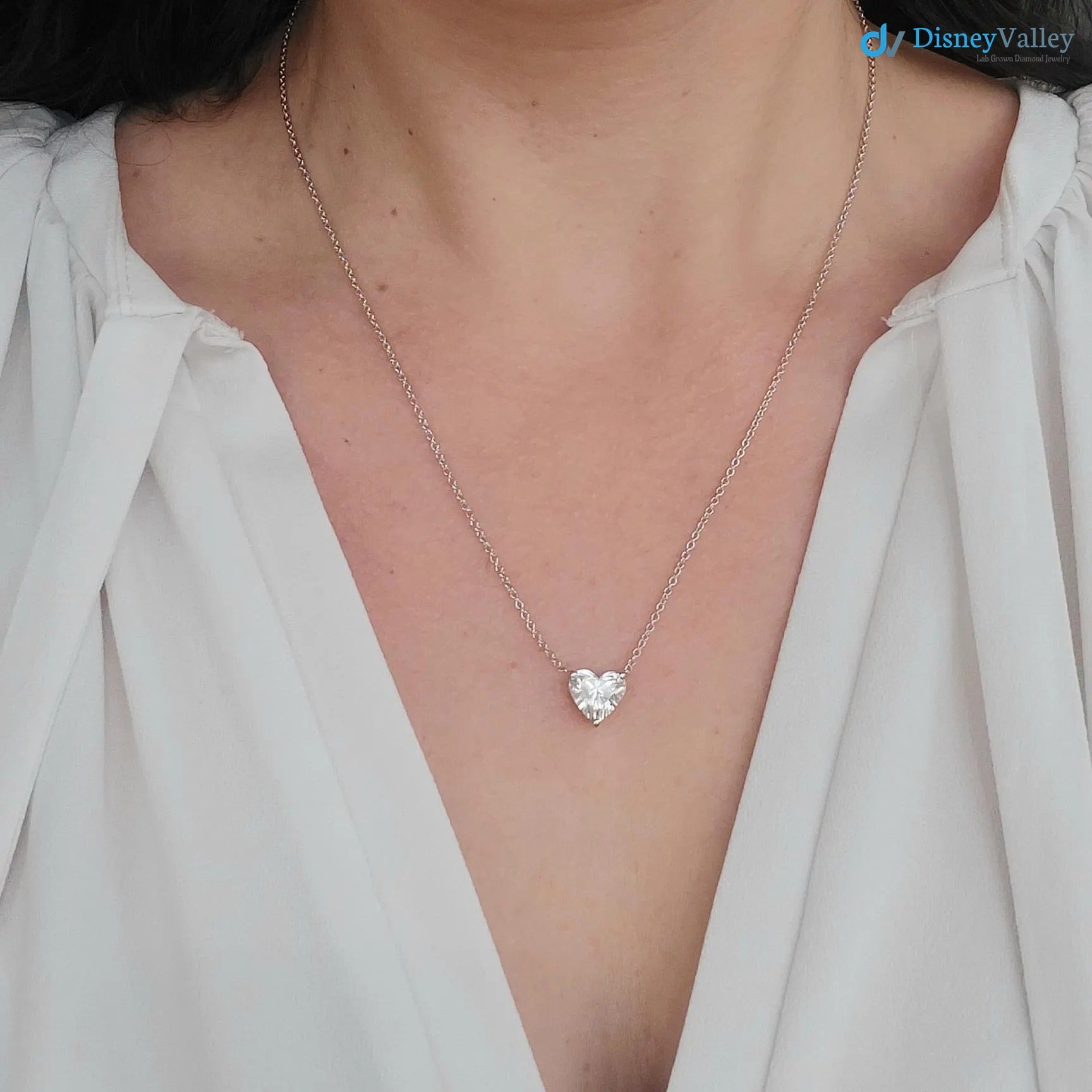2.00 Ct Heart Cut Diamond Necklace , Lab Grown Diamond Pendant - DisneyValley 
