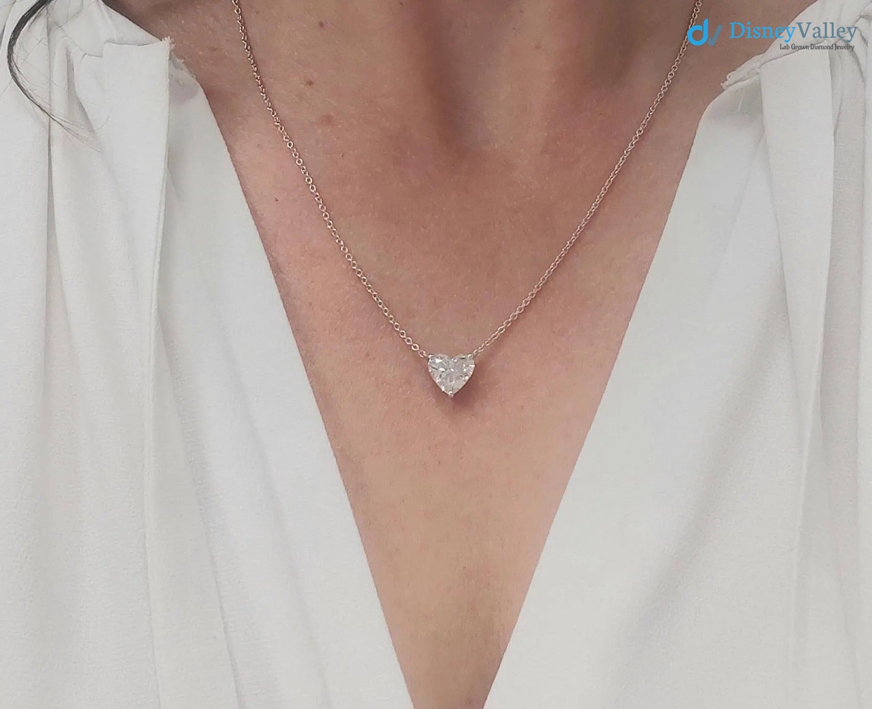 2.00 Ct Heart Cut Diamond Necklace , Lab Grown Diamond Pendant - DisneyValley 