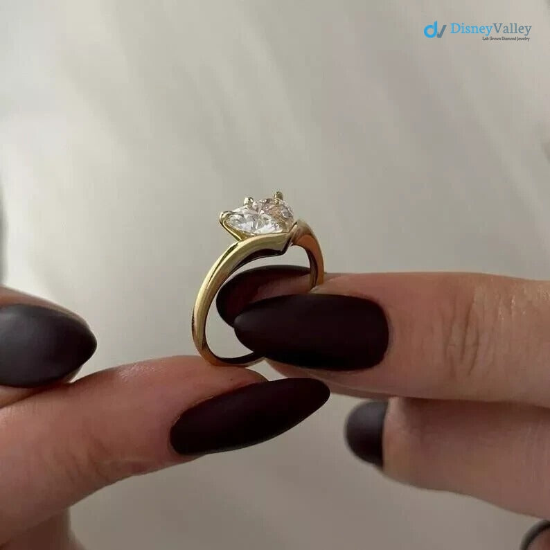 2 Ct Heart Cut Women Engagement Ring 14K Yellow Gold lab grown Diamond - DisneyValley 