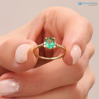 Oval Emerald Ring for Women Solid Gold Emerald Engagement Ring - DisneyValley 