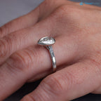 Pear Diamond Engagement Ring with Baguettes - Penelope: Bezel Set with Trellis and Channel Set - DisneyValley 