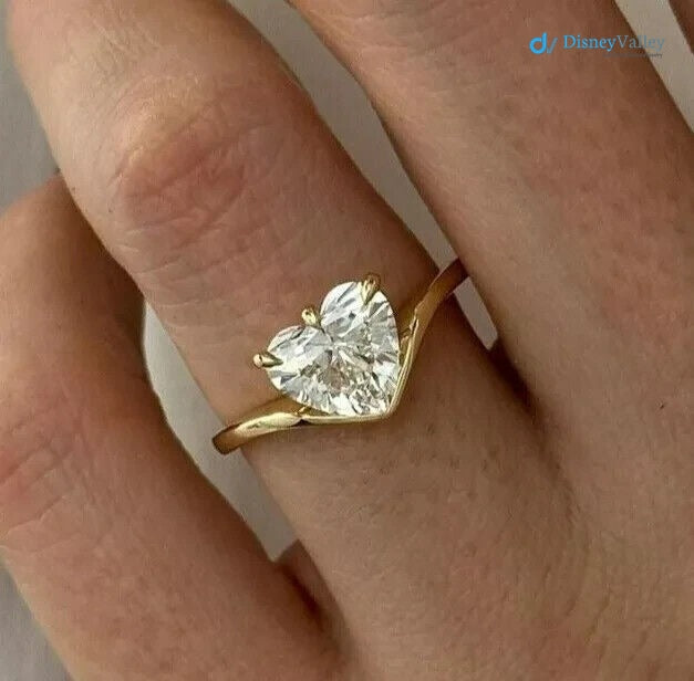 2 Ct Heart Cut Women Engagement Ring 14K Yellow Gold lab grown Diamond - DisneyValley  Main image