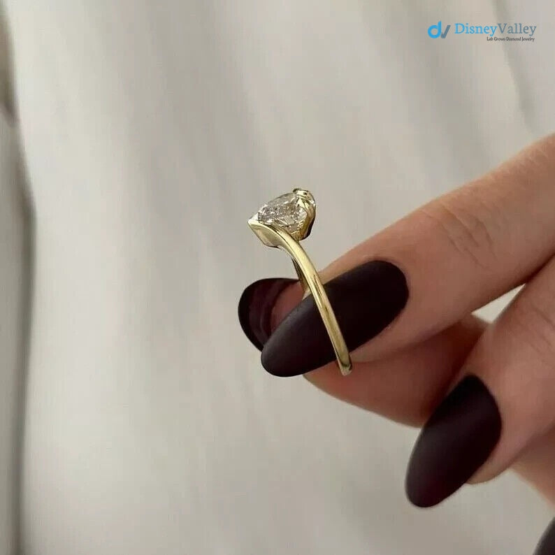 2 Ct Heart Cut Women Engagement Ring 14K Yellow Gold lab grown Diamond - DisneyValley 