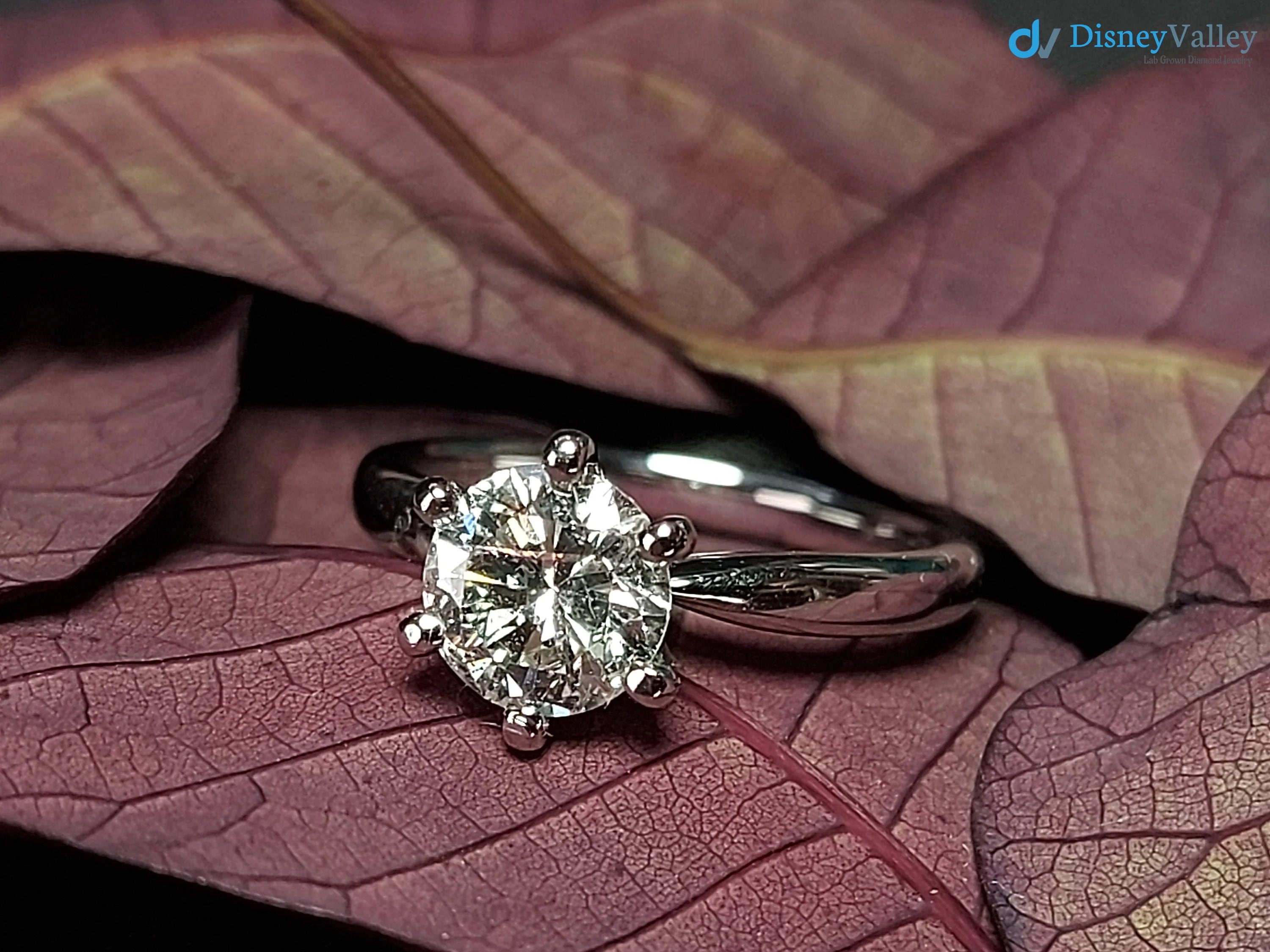 1 Ct (6.5mm) Solitaire Certified Natural Diamond Engagement ring - DisneyValley 
