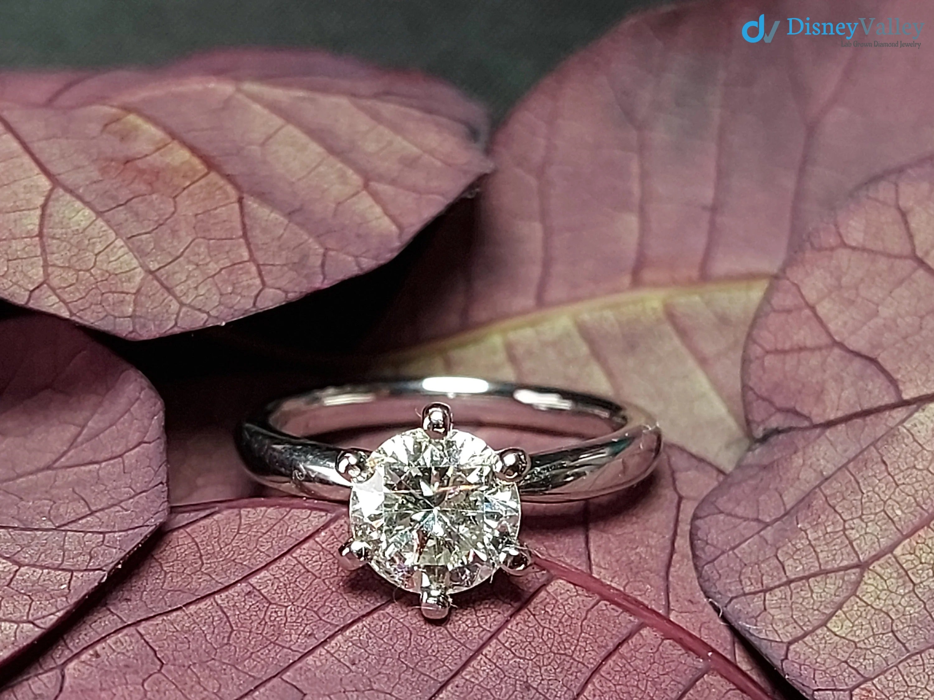 1 Ct (6.5mm) Solitaire Certified Natural Diamond Engagement ring - DisneyValley 