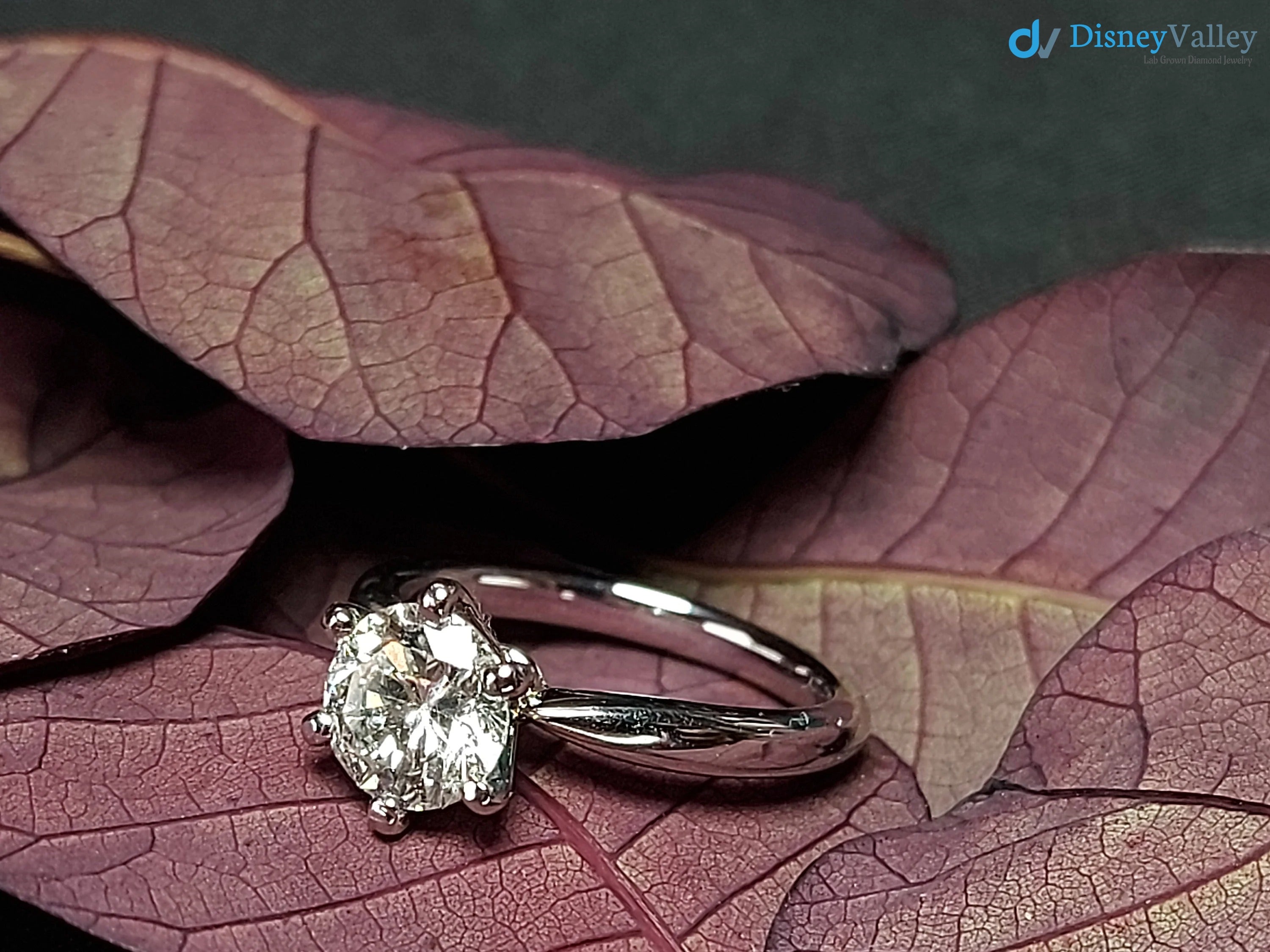 1 Ct (6.5mm) Solitaire Certified Natural Diamond Engagement ring - DisneyValley 