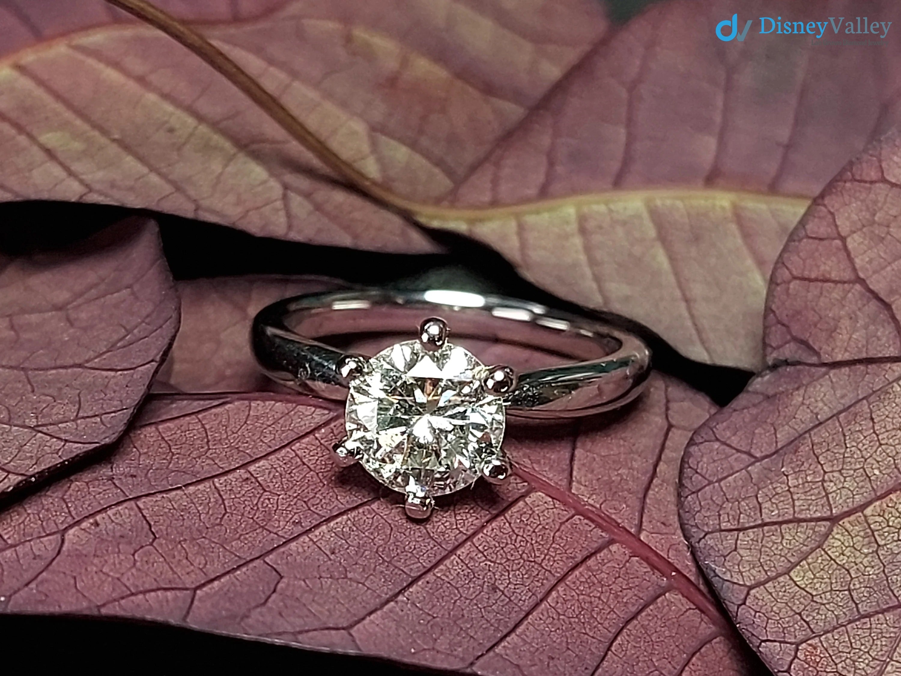 1 Ct (6.5mm) Solitaire Certified Natural Diamond Engagement ring - DisneyValley  Main image