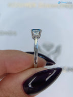 1.3 Carat Fancy Vivid Blue Color IGI Certified Asscher Cut Lab Diamond Three Stone Engagement Ring - DisneyValley 