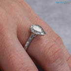 Pear Diamond Engagement Ring with Baguettes - Penelope: Bezel Set with Trellis and Channel Set - DisneyValley 