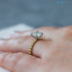 Beaded Diamond Engagement Ring Two-Toned Mixed Metal Solitaire ring - DisneyValley 