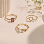 Women's Gold Oval Minimalist Solitaire Ring Simple Proposal Engagement Ring - DisneyValley 