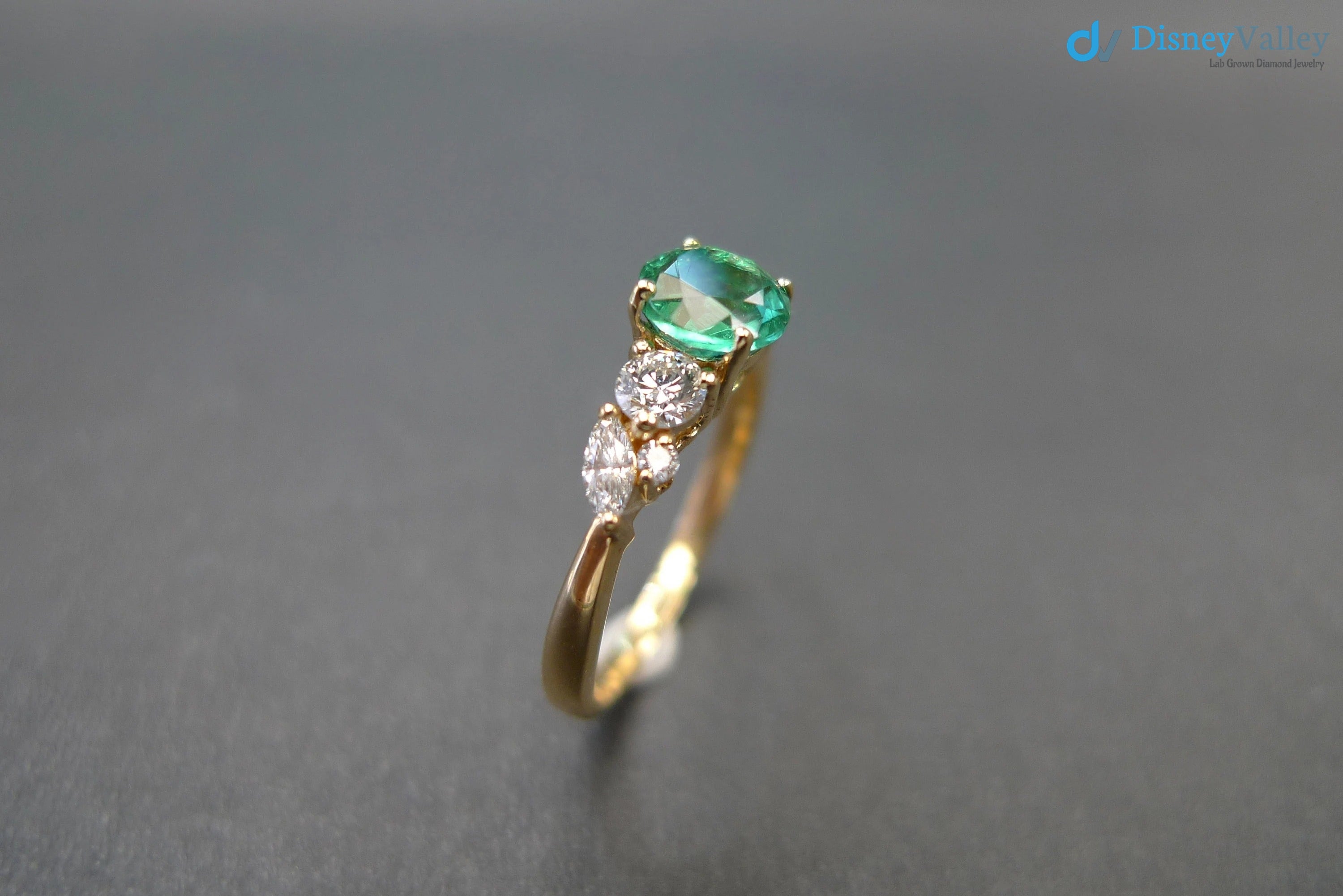 Emerald Ring, Green Emerald Ring, Gift for her, Marquise Ring, Vintage Engagement Ring - DisneyValley 