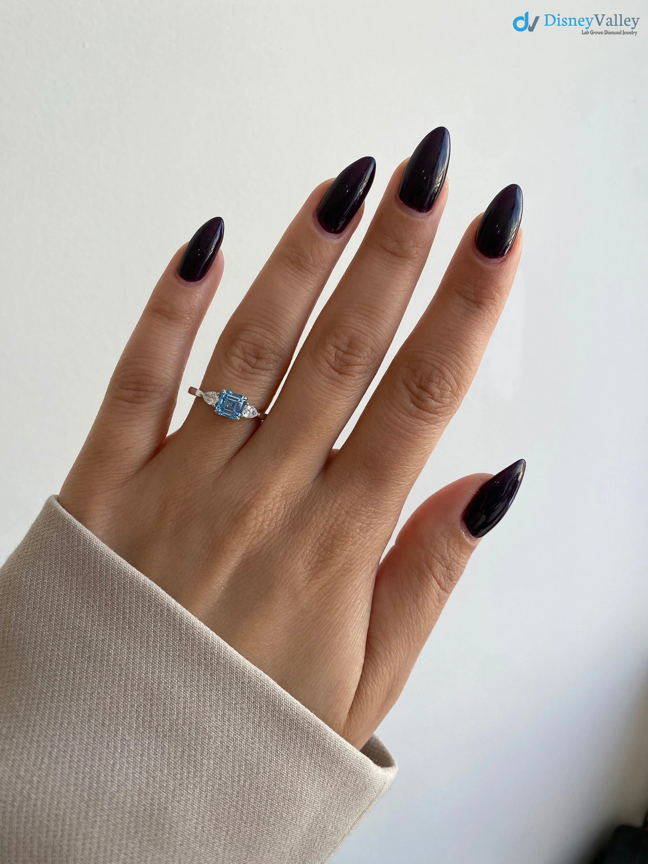 1.30 Carat IGI Certified Blue Diamond / Asscher Diamond Ring - DisneyValley 