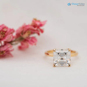 The Elissa Ring Asscher Lab Diamond Dainty Engagement Solitaire Rings - DisneyValley 