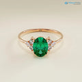 Oval Emerald Ring for Women Solid Gold Emerald Engagement Ring - DisneyValley 
