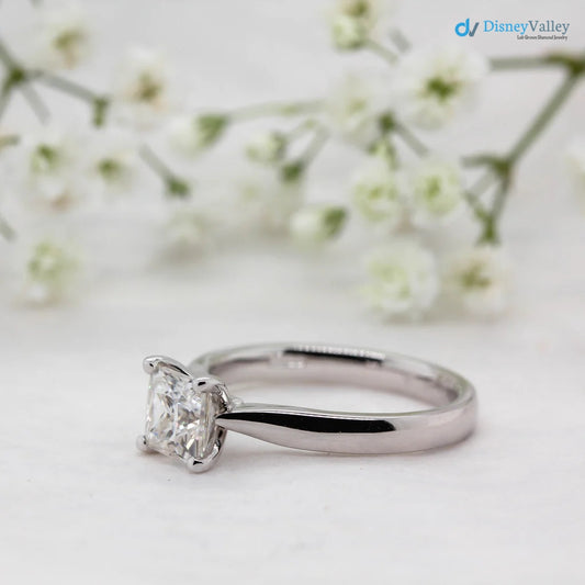 The Paris Ring Princess Lab Diamond Modern Engagement Solitaire Ring - DisneyValley 