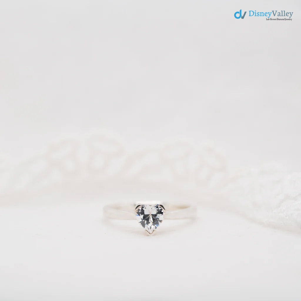 The Valentina Ring Heart Cut Lab Diamond Classic Engagement Solitaire Ring - DisneyValley 