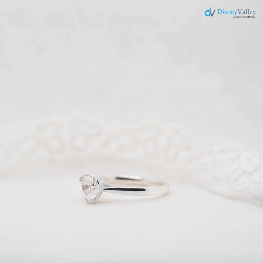 The Valentina Ring Heart Cut Lab Diamond Classic Engagement Solitaire Ring - DisneyValley 