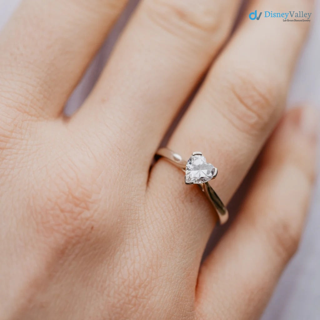 The Valentina Ring Heart Cut Lab Diamond Classic Engagement Solitaire Ring - DisneyValley 