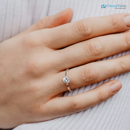 The Valentina Ring Heart Cut Lab Diamond Classic Engagement Solitaire Ring - DisneyValley 