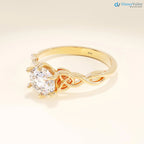 Celtic Knot Engagement Ring, Solid Gold Round Solitaire Ring, Twisted Irish Ring - DisneyValley 